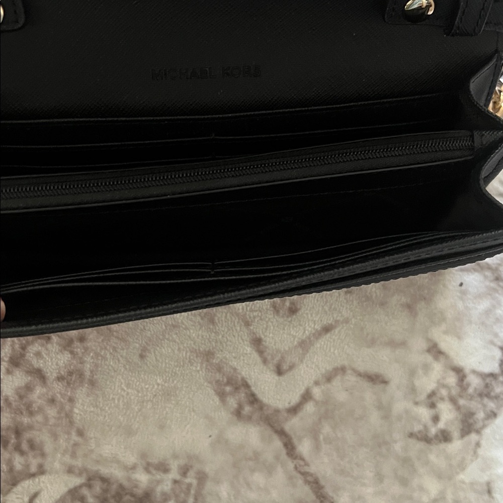 Michael Kors Black Leather Clutch with Gold Chain - Picture 3 of 3